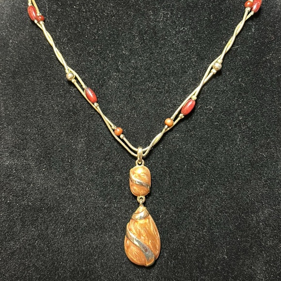 Enameled Metal Pendant 18”L Necklace w 3 Bangles 2.75”D Classy Bohemian EVC - Picture 4 of 16